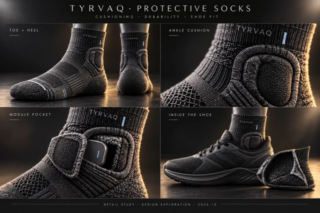 Sock material and shoe fit · concept detail board
